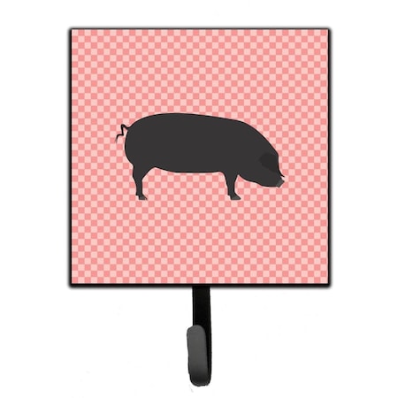 Carolines Treasures Devon Large Black Pig Pink Check Leash or Key Holder BB7931SH4